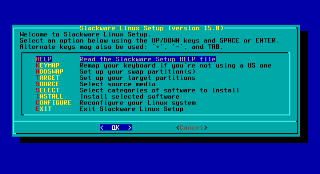 The Slackware setup program doesn't look much different since the 20th century, but behind the scenes, it automates a ton of stuff away. 