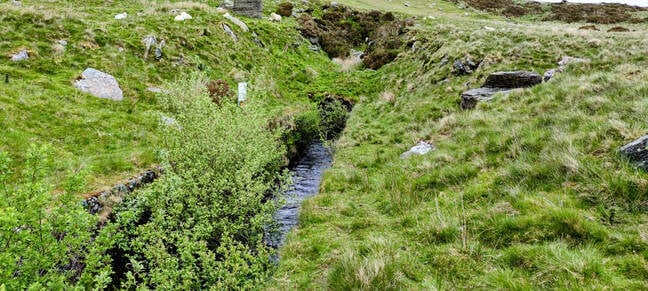 The exit from the tunnel that connected Llyn Dulyn to Llyn Eigiau. The system was designed to ensure maximum flow into Eigiau rather than manage the reservoir level